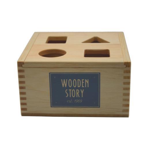Wooden Story Sortierbox aus Holz mit bunten Formen